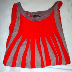 ♥️🩶 NWOT Womens Izabel Gray Red Striped Blouse Top Medium Halloween